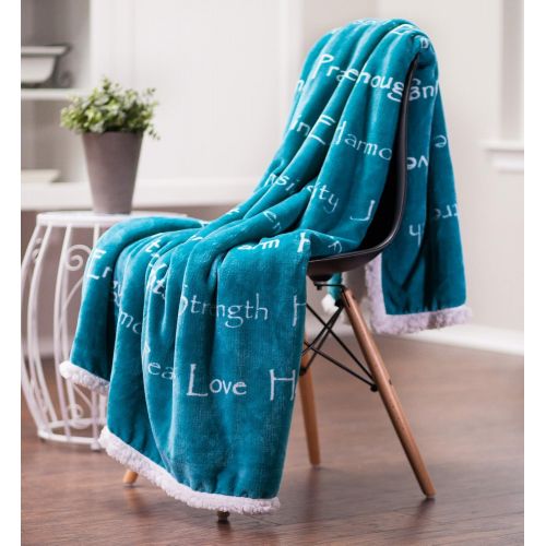  Chanasya Warm Hugs Positive Energy Healing Thoughts Super Soft Fleece Sherpa Microfiber Comfort Caring Teal Blue Gift Throw Blanket - Get Well Soon Gift for Women Men Cancer Patien