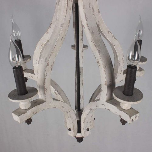  LB Lighting Vintage 3-Light Rustic Iron Wood Chandelier Wooden Chandeliers Swag Lamp Pendant Ceiling Light Fixtures