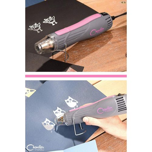  Chandler Tool Embossing Heat Gun - 300 Watt - Dual-Temperature Professional Heat Tool - for Embossing Shrink Wrapping Paint Drying Crafts Electronics DIY … (Pink)