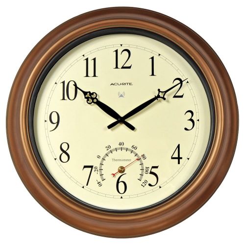  AcuRite 18-inch Atomic Metal Copper Outdoor Clock with Thermometer