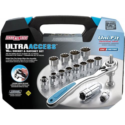  Channellock 39100 Ultra Access Socket Set, 16 Piece, Chrome/Nickel