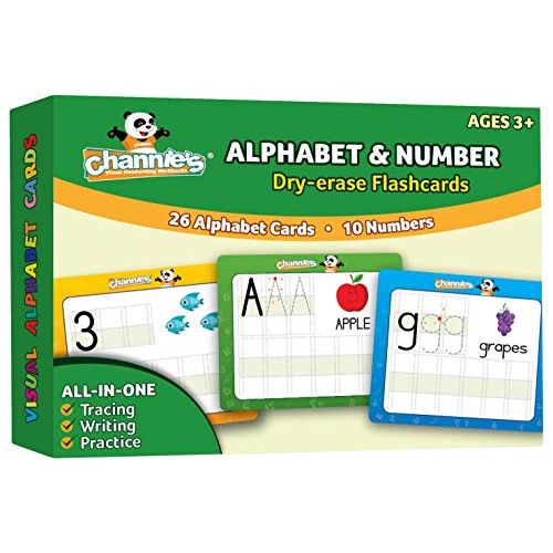  [아마존베스트]Channies Dry Erase Alphabet/Number Flash Cards, 5.5W x 4.25 L x 0.25H, White, Model:B500