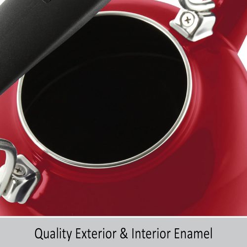  [아마존베스트]Chantal Vintage Enamel on Steel Whistling Teakettle, 1.7 quart, Apple Red