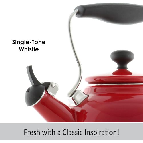  [아마존베스트]Chantal Vintage Enamel on Steel Whistling Teakettle, 1.7 quart, Apple Red