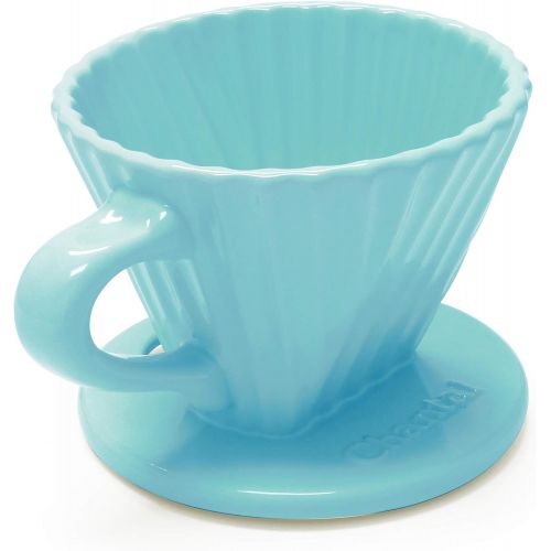  Chantal Lotus Ceramic Pour Over Coffee dripper, 8 Ounce, Aqua
