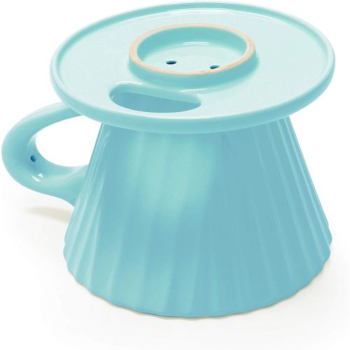  Chantal Lotus Ceramic Pour Over Coffee dripper, 8 Ounce, Aqua