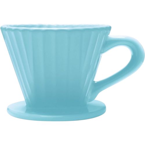  Chantal Lotus Ceramic Pour Over Coffee dripper, 8 Ounce, Aqua