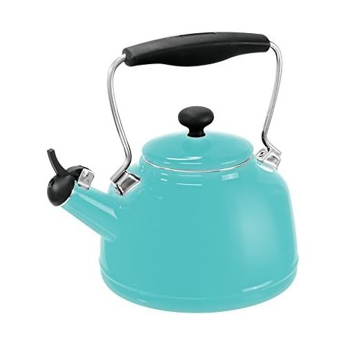  Chantal Vintage Enamel on Steel Whistling Teakettle, 1.7 quart, Aqua