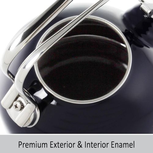  Chantal Classic Enamel-on-Steel Whistling Teakettle, 1.8 quarts, Cobalt Blue