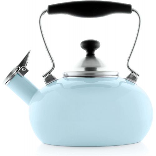  Chantal Zenith Enamel on Steel Whistling Teakettle, 1.8 quart, Light Blue, 37-ZEN LB