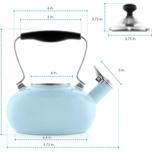  Chantal Zenith Enamel on Steel Whistling Teakettle, 1.8 quart, Light Blue, 37-ZEN LB