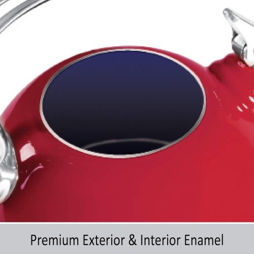  Chantal Tea Kettle Classic Harmonica Whistling Teakettle, 1.8 quart, Chili Red