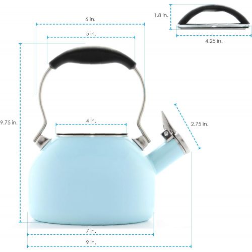  [아마존베스트]Chantal Oolong 1.8 quart Enamel on Steel Whistling Teakettle, Aqua