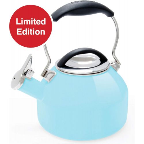  [아마존베스트]Chantal Oolong 1.8 quart Enamel on Steel Whistling Teakettle, Aqua