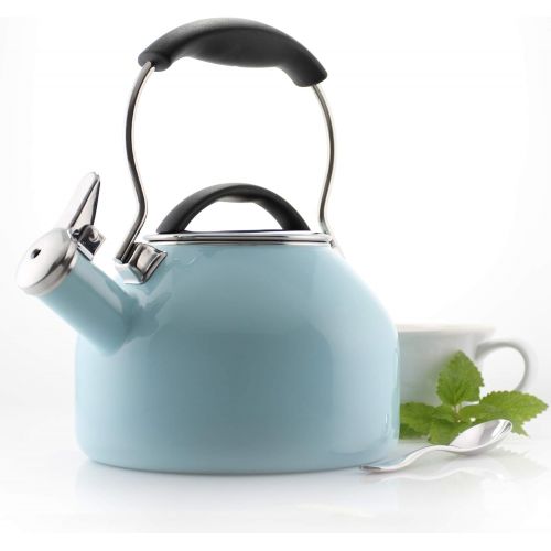  [아마존베스트]Chantal Oolong 1.8 quart Enamel on Steel Whistling Teakettle, Aqua