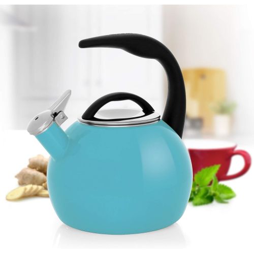  [아마존베스트]Chantal Anniversary Teakettle Enamel on Steel Whistling Tea Kettle, 2 quart, Aqua