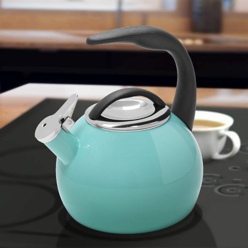  [아마존베스트]Chantal Anniversary Teakettle Enamel on Steel Whistling Tea Kettle, 2 quart, Aqua