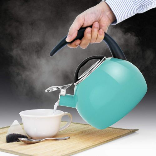  [아마존베스트]Chantal Anniversary Teakettle Enamel on Steel Whistling Tea Kettle, 2 quart, Aqua