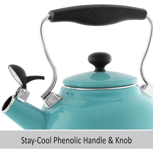  [아마존베스트]Chantal Vintage Enamel on Steel Whistling Teakettle, 1.7 quart, Aqua