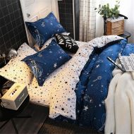 Chanyuan Boys Star Galaxy Duvet Cover Queen Size Space Planet Boundless Galaxy and Starlight Reversible Bedding Set,Hypoallergenic,Zipper Closure,1 Full/Queen Duvet Cover 2 Pillow