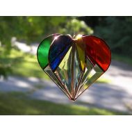 ChapmanStainedGlass Stained Glass Rainbow Heart, Stained glass heart, Valentine gift, Rainbow Heart, Bevel Heart, Rainbow suncatcher, , Heart Suncatcher