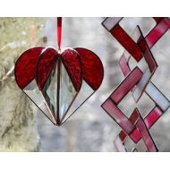 ChapmanStainedGlass Stained Glass Heart Red,Red Heart, Heart Suncatcher, Heart Ornament, Red Heart Suncatcher,Wedding Gift