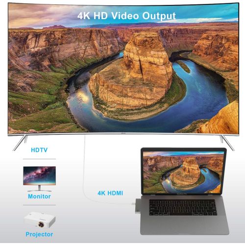  CharJenPro USB C Hub for Apple MacBook Air 2018, MacBook Pro 2018, 2017, 2016 - USB C Multiport Adapter, Certified Premium MacStick V with HDMI 4K, Thunderbolt 3, 5K@60Hz, Type C, 2 USB 3.0,