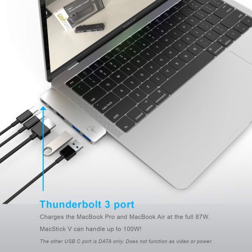  CharJenPro USB C Hub for Apple MacBook Air 2018, MacBook Pro 2018, 2017, 2016 - USB C Multiport Adapter, Certified Premium MacStick V with HDMI 4K, Thunderbolt 3, 5K@60Hz, Type C, 2 USB 3.0,