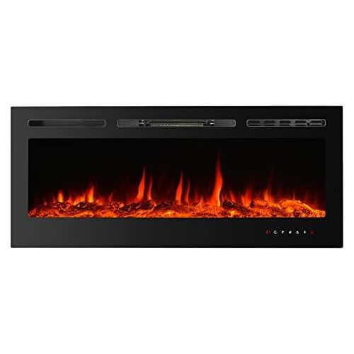  CharaVector Electric Fireplaces Recessed Wall Mounted Fireplace Insert 50 Inch Wide Heater LED Fire Place Remote Control & Touch Screen