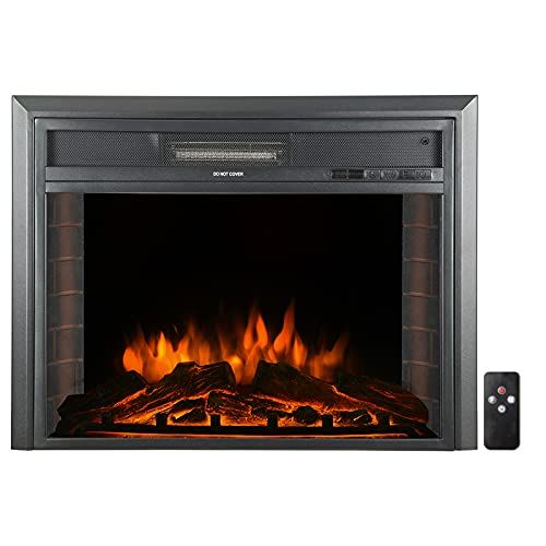  CharaVector 23inch 750W/1500W Electric Fireplace Inserts with Remote Control in Wall recessed ,Energy Saving Insert Fireplace Heater Indoor Glass View, Black