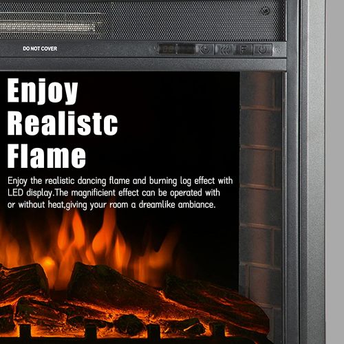  CharaVector 23inch 750W/1500W Electric Fireplace Inserts with Remote Control in Wall recessed ,Energy Saving Insert Fireplace Heater Indoor Glass View, Black