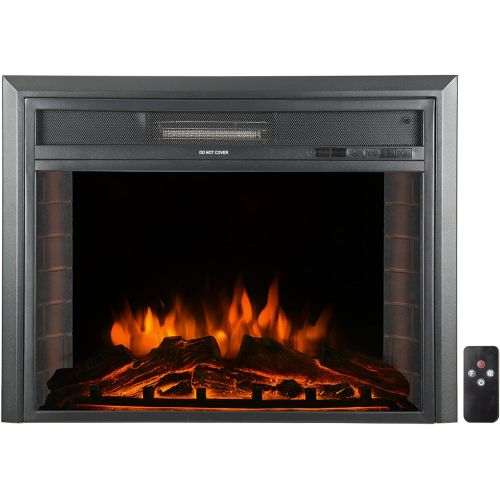  CharaVector 23inch 750W/1500W Electric Fireplace Inserts with Remote Control in Wall recessed ,Energy Saving Insert Fireplace Heater Indoor Glass View, Black