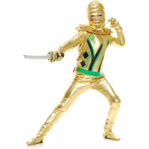  할로윈 용품Charades Golden Ninja Series III with Armor Childs Costume, Gold, Small