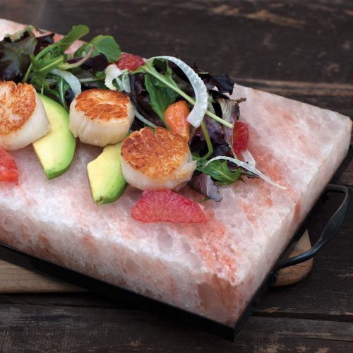  Charcoal Companion CC6064 Himalayan Salt Plate & Holder Set, 12 x 8 x 1.5