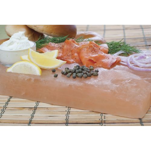  Charcoal Companion CC6064 Himalayan Salt Plate & Holder Set, 12 x 8 x 1.5