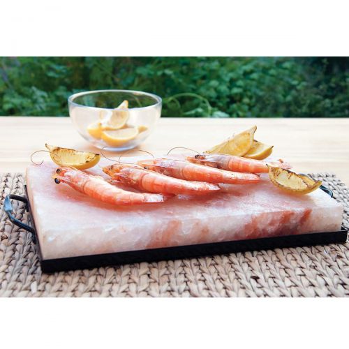  Charcoal Companion CC6064 Himalayan Salt Plate & Holder Set, 12 x 8 x 1.5