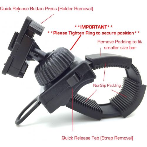  ChargerCity Water Resistant XL Bike Motorcycle Handle Bar Mount (up to 2 Handle Bar) for 5 GPS Such as the Garmin Nuvi 3590 3550 2597 2595 2557 2555 54 52 50 44 42 40 2495 2475 245