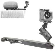 ChargerCity Center Headrest Mount for GoPro with Dual Rotation 1 Ball Joint & Socket Arm for Action Camera Video Recording (Rally Driving, Drifting, Racing) Works with ALL GoPro Hero Session &