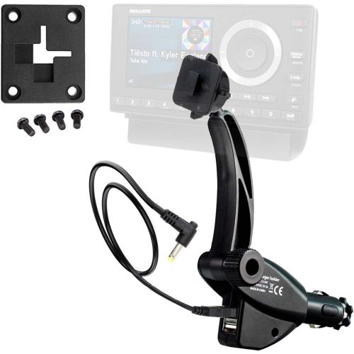  ChargerCity Dual USB Sirius XM Satellite Radio Car Truck Lighter Socket Mount w/Tilt Adjust & PowerConnect Cable Adapter for Onyx Plus EZR EZ Lynx Stratus Starmate Xpress (Vehicle