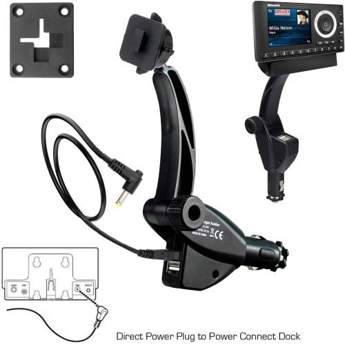  ChargerCity Dual USB Sirius XM Satellite Radio Car Truck Lighter Socket Mount w/Tilt Adjust & PowerConnect Cable Adapter for Onyx Plus EZR EZ Lynx Stratus Starmate Xpress (Vehicle