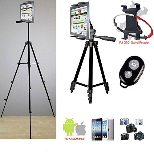  ChargerCity Periscope Live Video Streaming Photo Booth 7-12 Tablet Stand wBasics TRIPOD, 360° Vibration Free Joint mount Holder & Bluetooth Remote for Apple iPad Air Pro MINI Sams