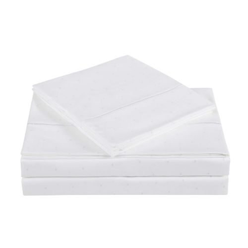  Charisma 310 Thread Count Classic Dot Cotton Sateen King Sheet Set in Bright White