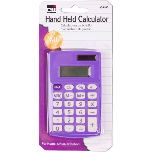  Charles Leonard Inc. Charles Leonard Hand Held Calculator, Battery and Solar Powered with 8 Digit Display, Assorted Colors (39100)