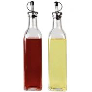 Charleston Wrap Oil and Vinegar Bottle Set - Set of Two - 8 Ounce Bottle with Stainless Steel Pourer Spout