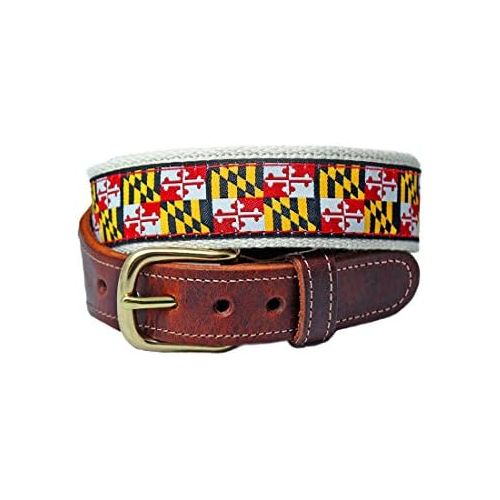  Charm City Clothing Maryland Flag Mens Premium Leather Tab Belt