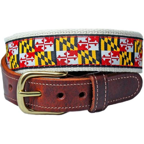  Charm City Clothing Maryland Flag Mens Premium Leather Tab Belt