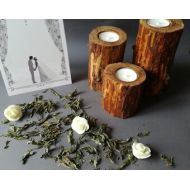 CharmWoodShop Rustic candle holders. Wooden candlesticks. Wood Candle holder. Wood Candle Holder.Wood tealight holder.Wooden candleholder.Wood Tea Light