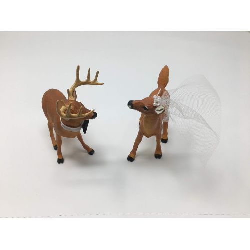  Charming Collections Buck and Doe Wedding Cake Topper - Hunter Hunting Wedding Cake Topper - Country Western Wedding Cake Topper - Whitetail Buck and Doe (Whitetail)