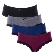 [아마존핫딜]Charmo Damen Baumwolle Panties Slip Ultra Soft Unterhose Spitze Unterwasche 4er Pack