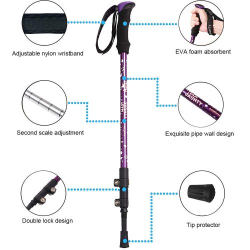  Chartsea Lightweight Trekking Poles - 63cm - 135cm Collapsible Ultralight Hiking Walking Sticks with Quick Lock & Sweat Absorbing EVA Foam Grips for Camping Mountaineering - for Wo